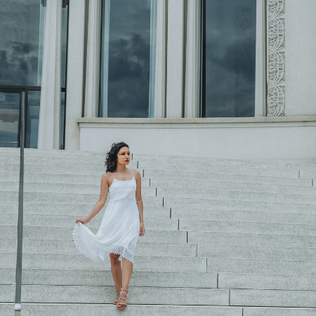 Portrait at Bahá'í House of Worship, Illinois, Evanston